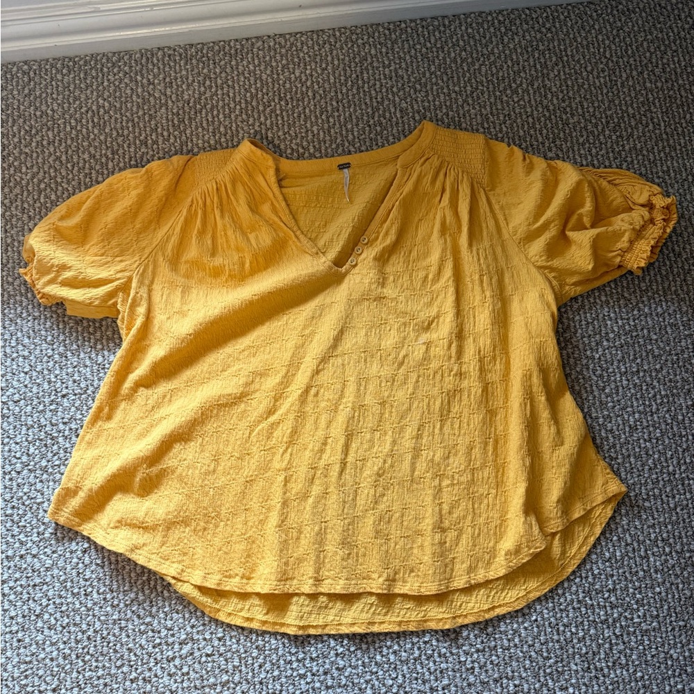 Free People Fever Dream Tee Yellow M - Picture 3 of 6